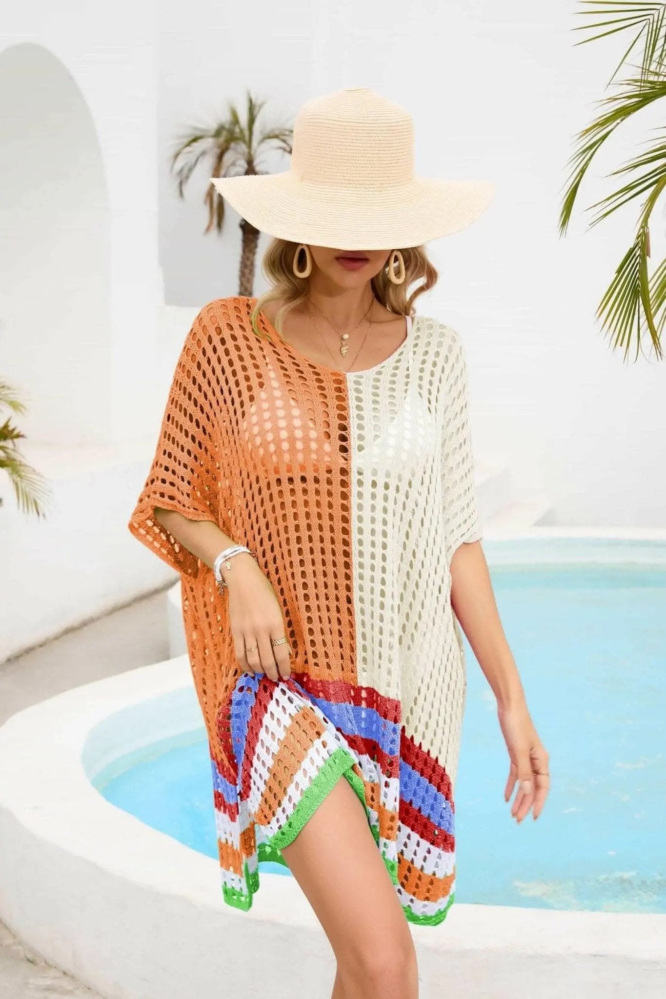 Chic openwork scoop neck cover-up - Love Salve